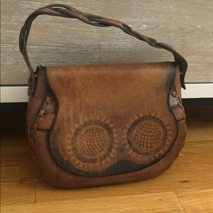 Vintage Leather Purse / Bag with Hand stitching